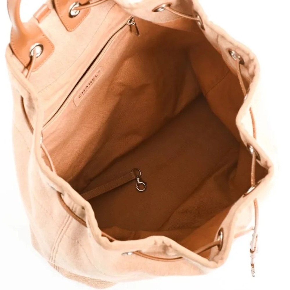 Chanel Beige Canvas Drawstring Backpack - image 5